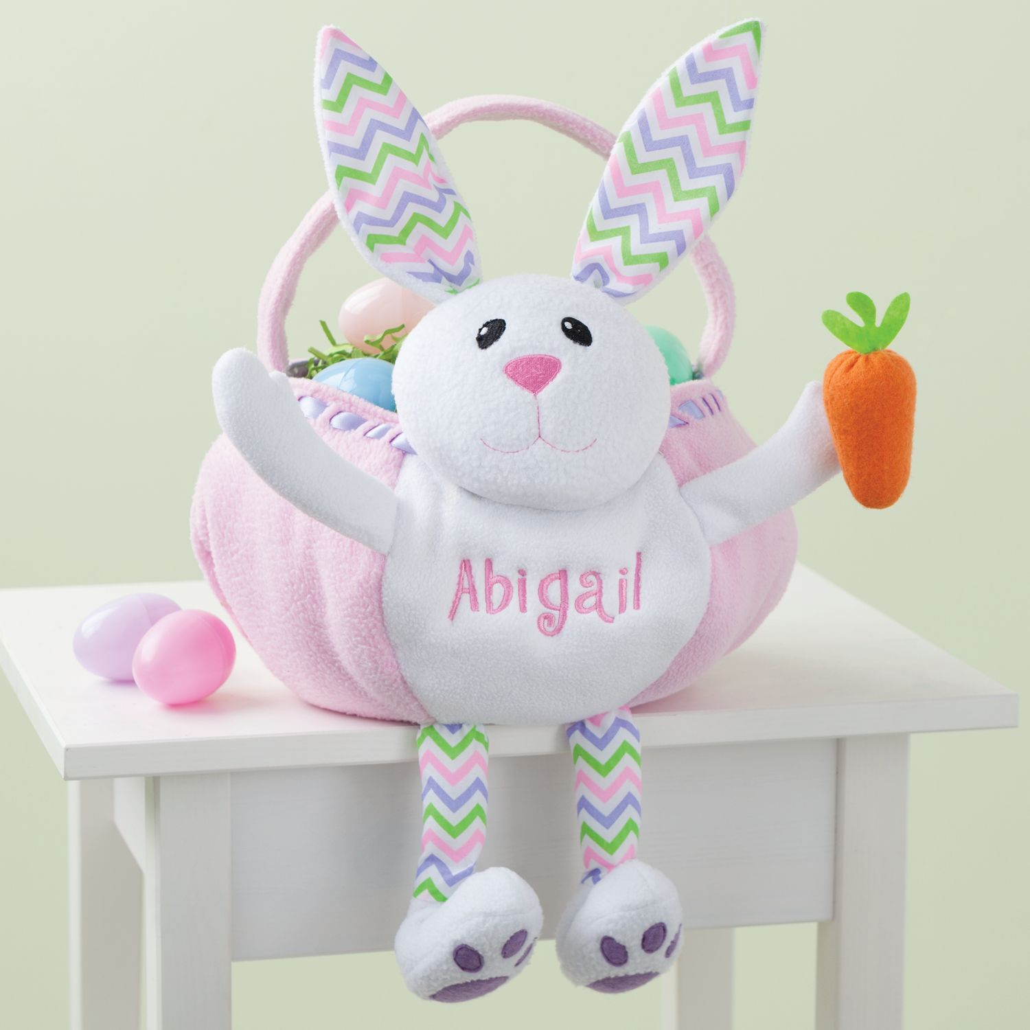 Personalized Bunny Easter Basket Pink