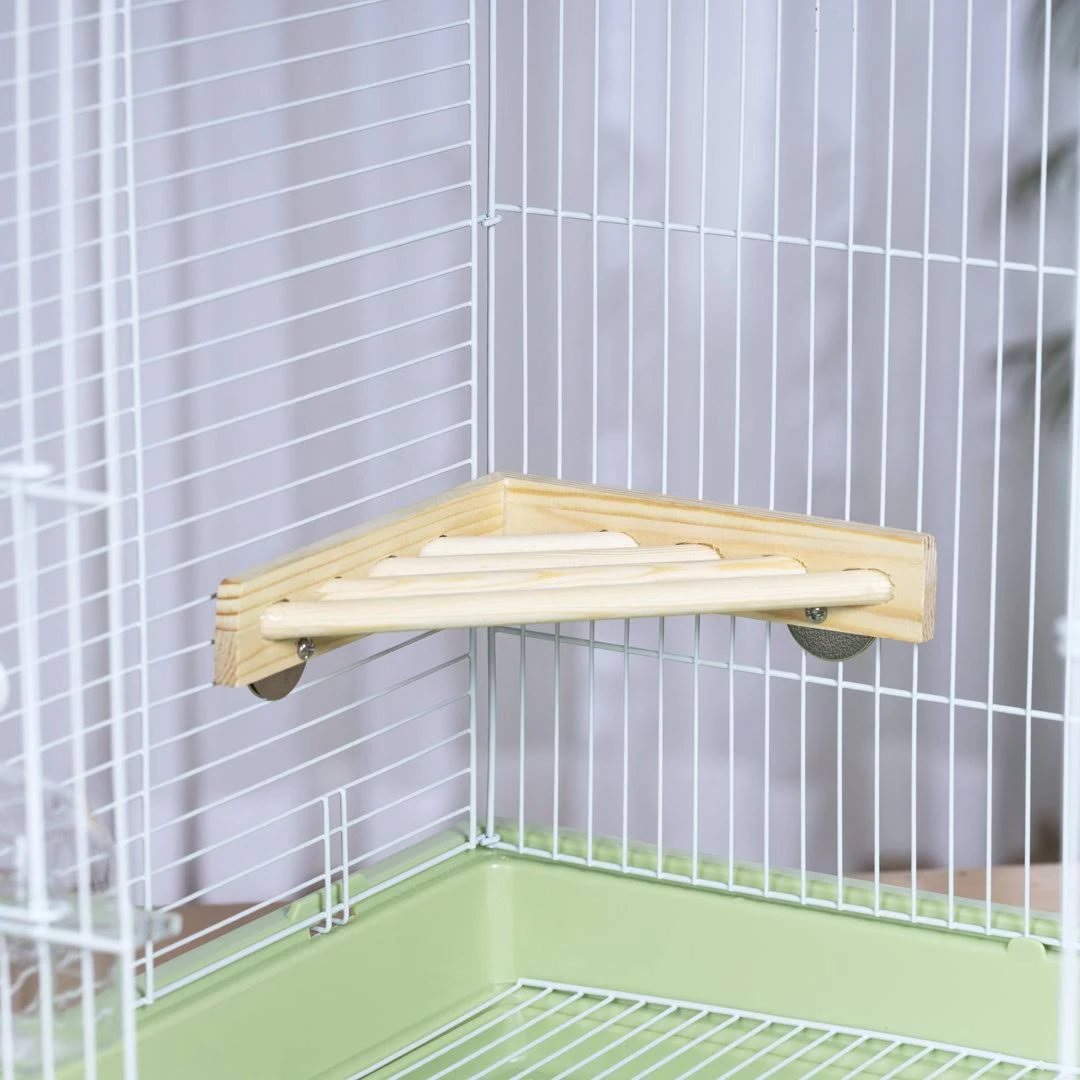 Prevue Pet Products 3300 Wood Corner Shelf Laddered Platform for Bird Cages, 7 by 7-Inch