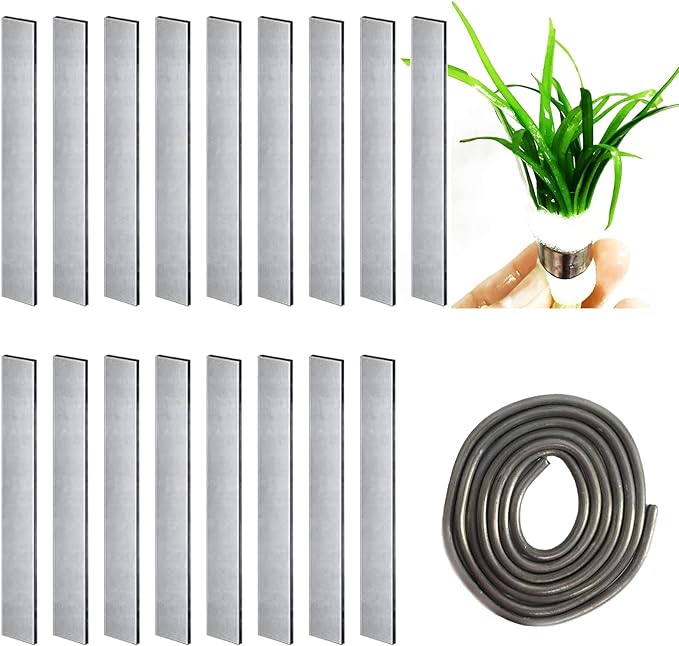 Fortunemee Aquarium Plant Over Weight Anchor, 17 Pcs Lead Sheets and 40 Inches Lead Strip, Can Cut Metal Strips Aquatic Weight Anchor for Aquarium