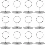 12-Pack of 2.25" Table Number Holder, Menu, and Place Card Stands | Tabletop Stainless Steel Ring-Clip Card Markers & Photo Holder for Restaurants, Weddings, Banquets, Home Usage, and Parties