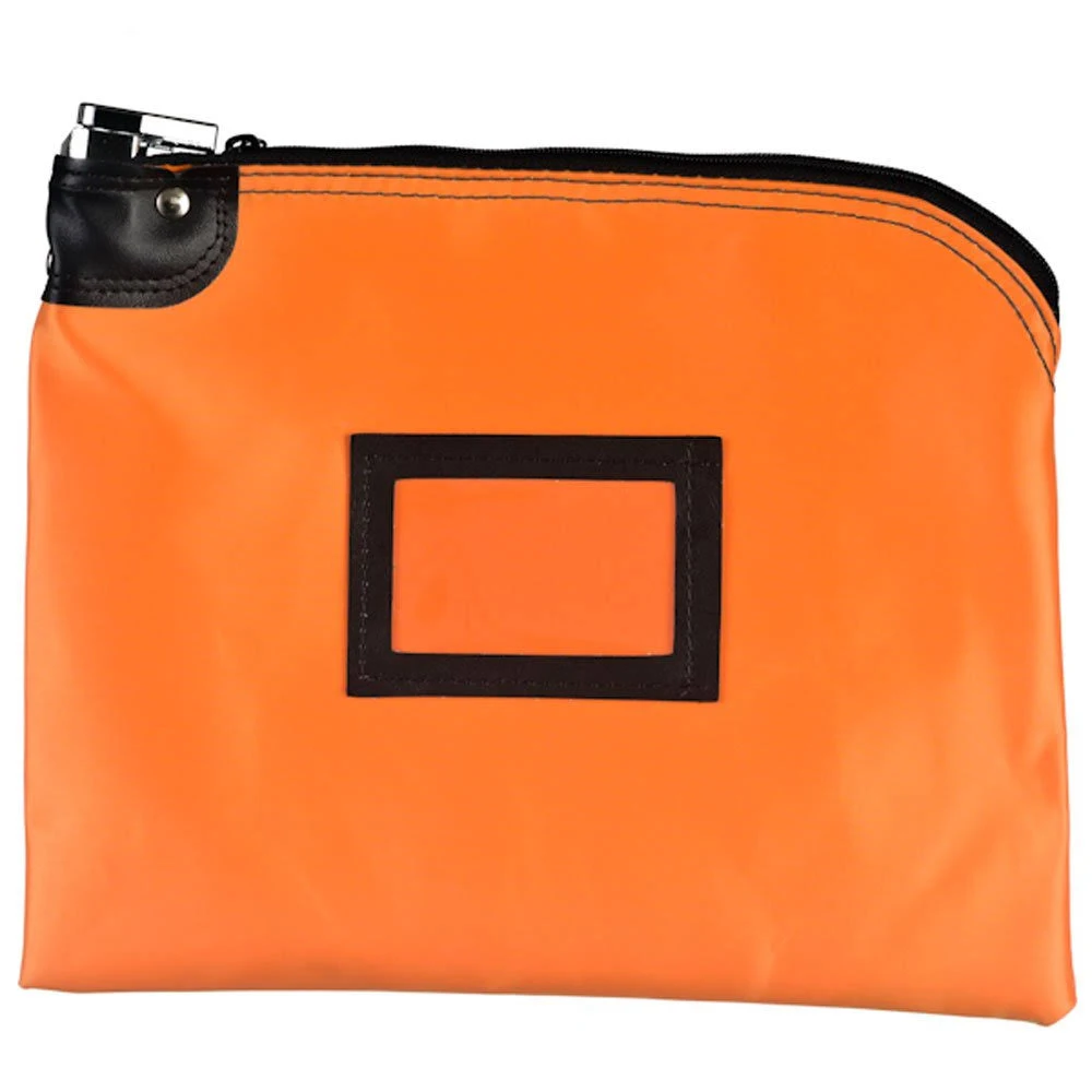 Keyed Secure Tough Safe Locking Bag W/Zipper-12W x 9H Orange Laminated Nylon