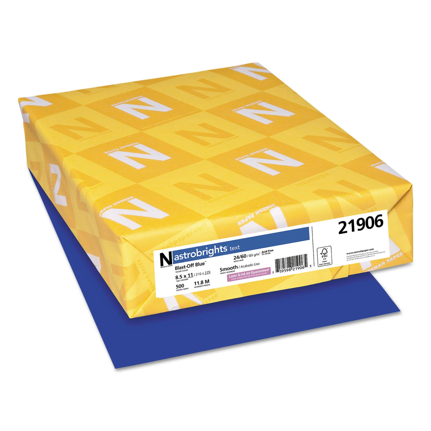 Astrobrights 21906 8 1/2&quot; x 11&quot; Blast-Off Blue Ream of 24 lb. Color Paper - 500 Sheets