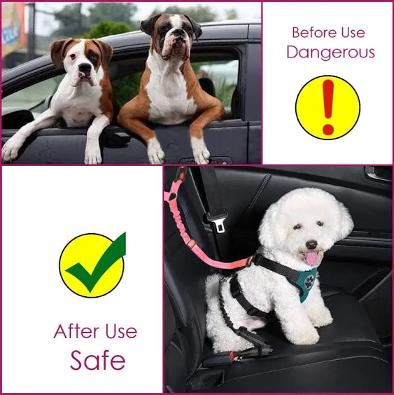 Lukovee Dog Car Seat Belt, 2 Pack Headrest RESTRAINT Seatbelt, Adjustable Pet ...