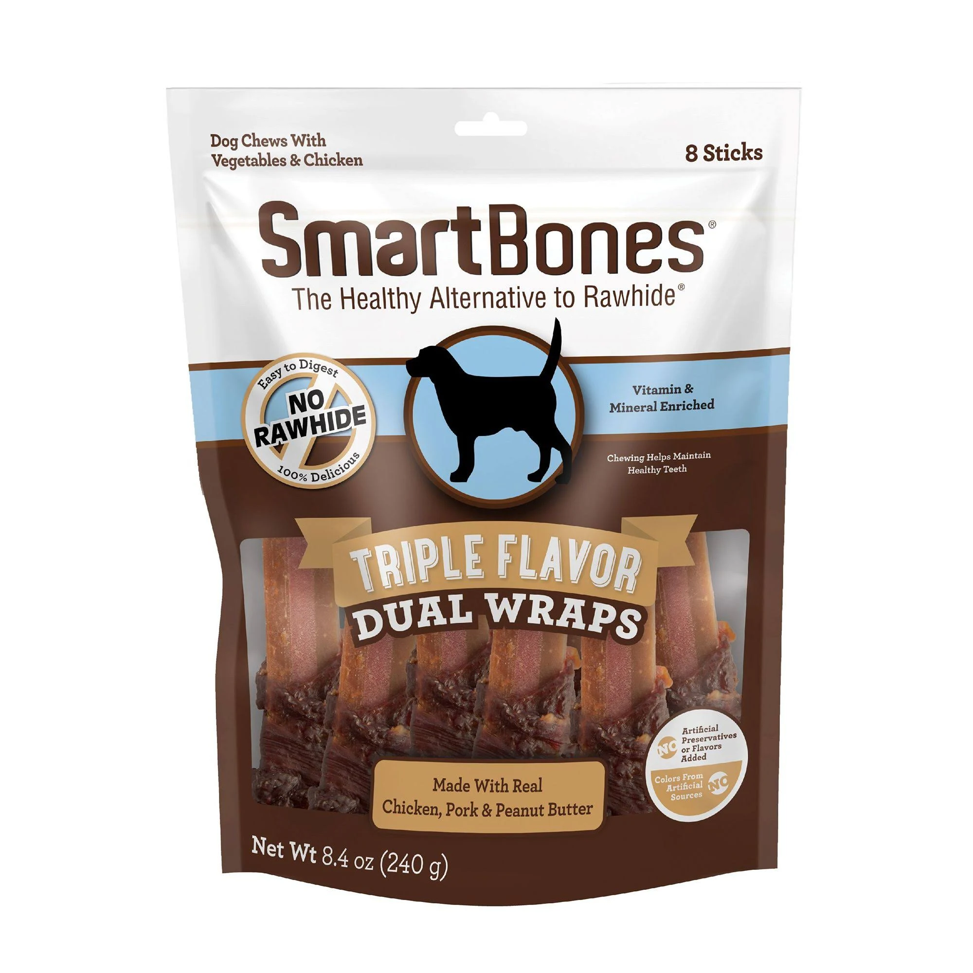 SmartBones Triple Flavor Dual Wraps Real Chicken, Pork & Peanut Butter Dog Treats ...