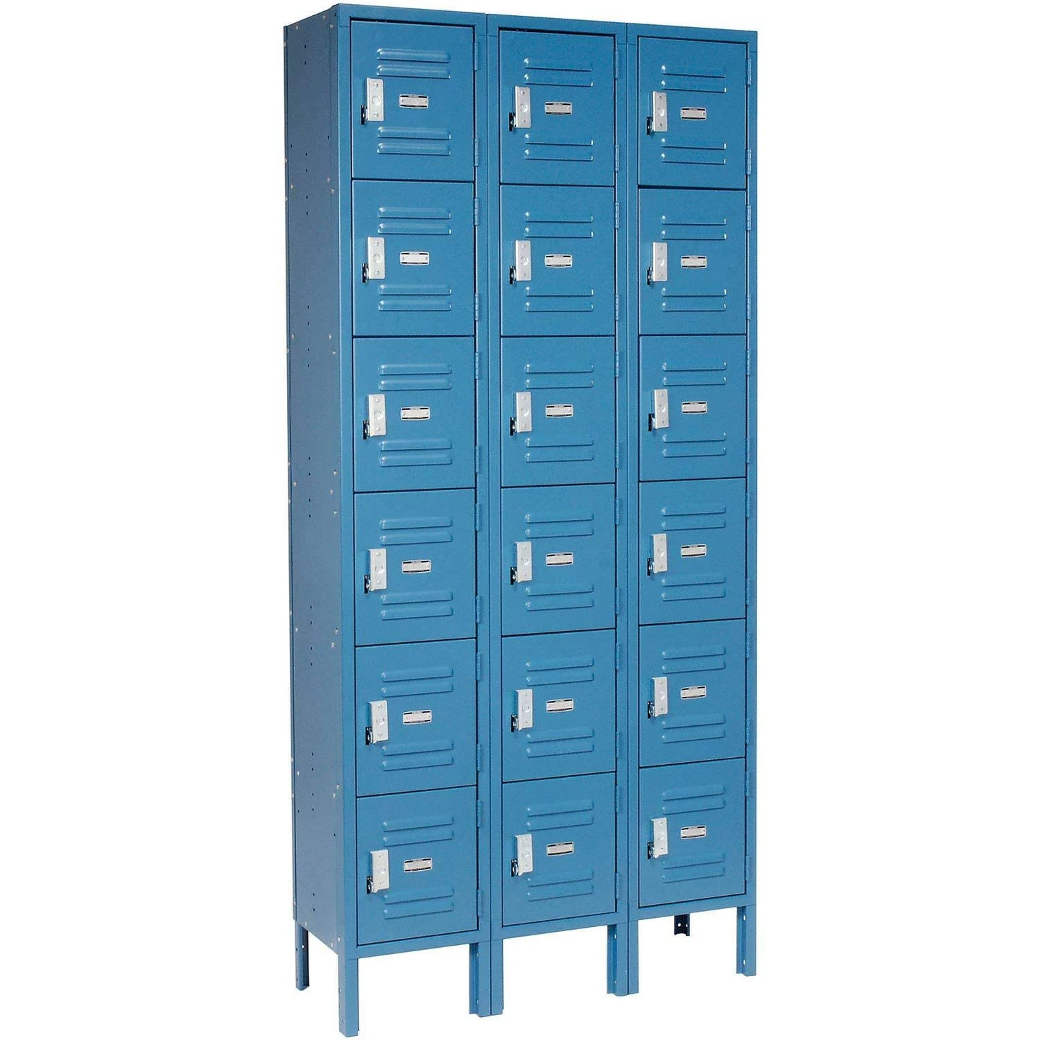 Global Industrial Six Tier Locker, 12x12x12, 18 Door, Unassembled, Blue