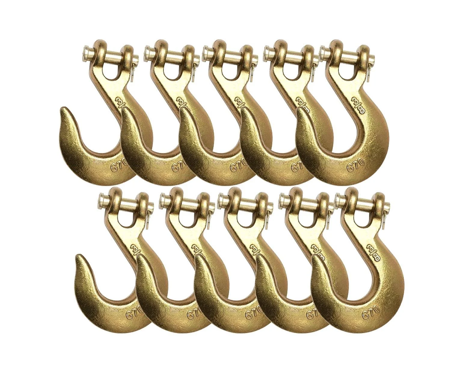 Mytee Products (10 Pack) 3/8" Clevis Slip Hook - 6,600 LBS WLL Heavy Duty Grade 70 Tow Chain Hook for Truck Trailer Tie Down