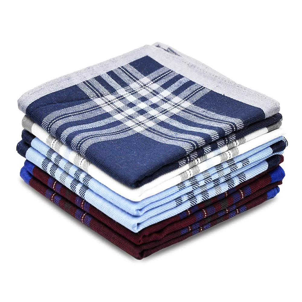 Zenssia Pure Cotton Men's Soft Handkerchiefs Assorted Color Pack of 6 Gift Set