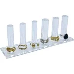 FROG SAC 6 Rod Ring Holder Jewelry Stand, Clear Acrylic Ring Display Organizer For Girls Room, Small Cylinder Storage For Multiple Rings For Women