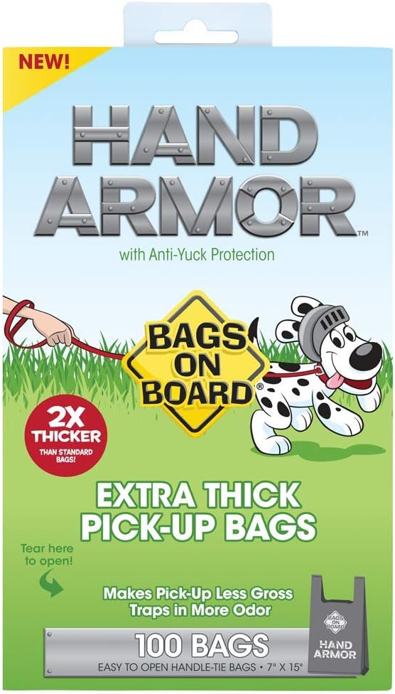 Hand Armor Dog Poop Bags | Extra Thick Dog Waste Bags with Leak Proof Protection | 7x15 Inches, 100 Bags, Blue, 3203940030