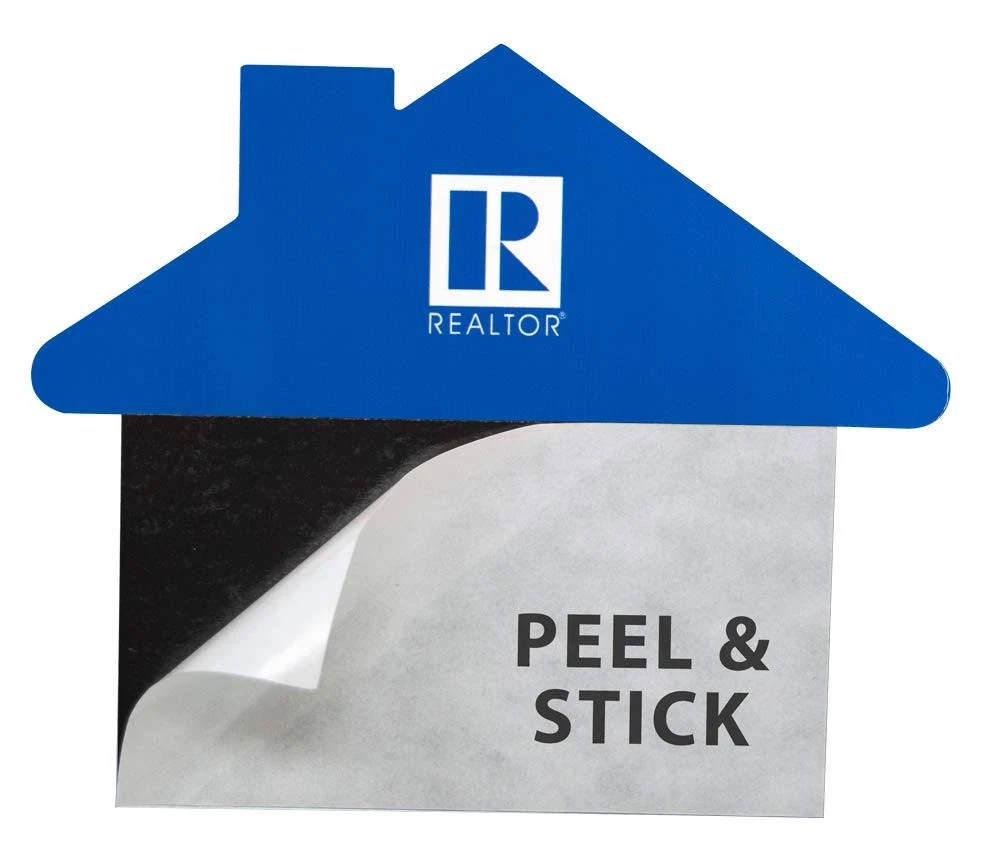 House Shaped Real Estate Marketing Easy Peel & Stick Business Card Magnets - 25 Pack (Pack of 25, Blue - Realtor Logo)