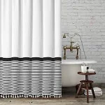 Black and White Shower Curtain for Bathroom Stripe Tassel Shower Curtain 72 X