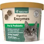 NaturVet Digestive Enzymes Plus Probiotic for Cats - 60 Soft Chews