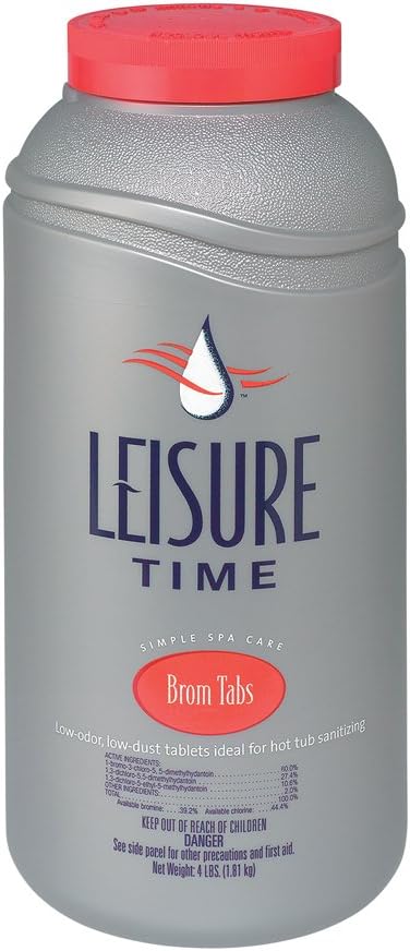 LEISURE TIME 45430A Brom Tabs Bromine Cleanser for Spas and Hot Tubs, 4 lbs