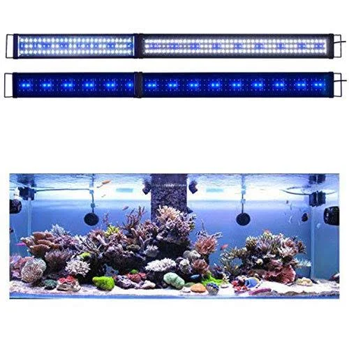 KZKR LED Aquarium Light 60 -72 Inch Foldable Adjustable Fish Tank Light Hood Lamp for Freshwater Saltwater Marine Blue and White