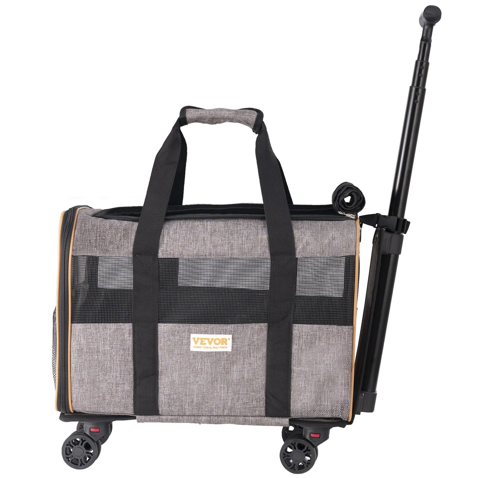 VEVOR Airline Approved Dog Cat Carrier with Wheels, Soft Rolling Pet Travel Carrier on Wheels Hold up to 22 LBS with Telescope Handle and Upgraded Wheels