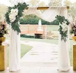 Wedding Arch Flowers Kit with White Draping Fabric(Pack of 3),2Pcs Artificial Flower Arrangement with 1 Drape for Arch Decorations Wedding Decor