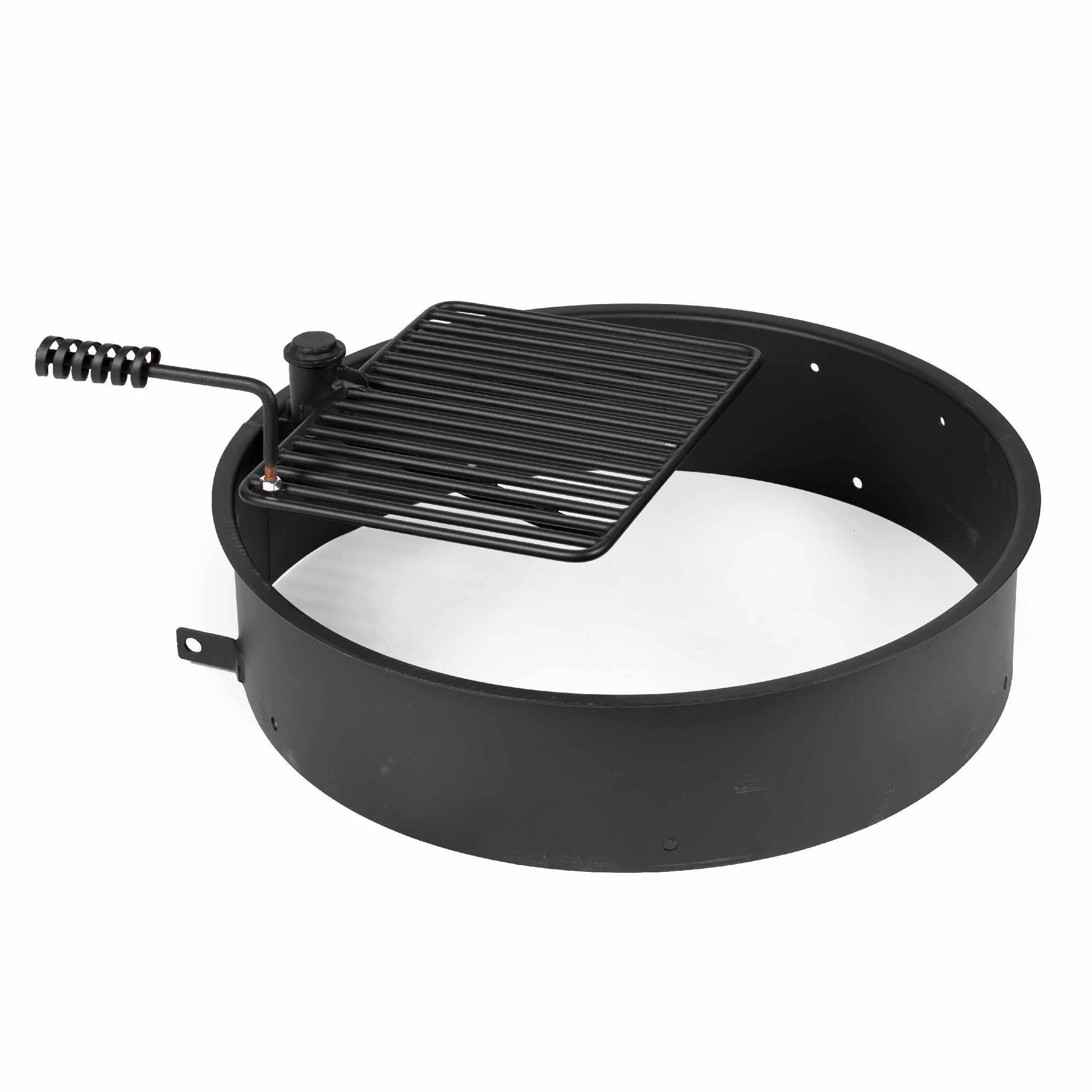 32" Steel Fire Ring with Cooking Grate Campfire Pit Park Grill BBQ Camping