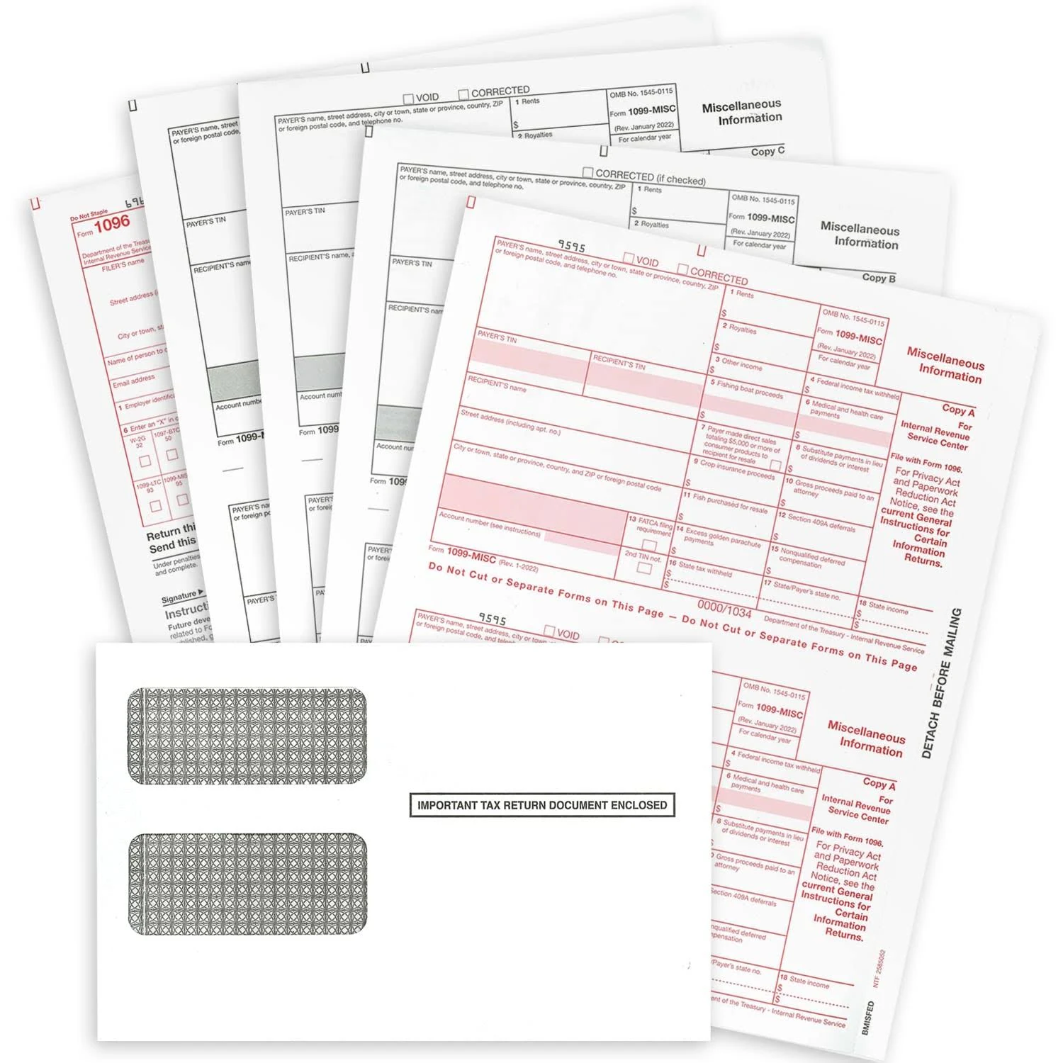 1099 MISC Forms for 2022, 4-Part Tax Forms, Vendor Kit of 25 Laser Forms and...