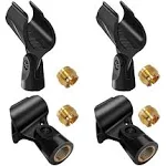 Universal Microphone Clip Holder with 5/8" Male to 3/8" Female Screw Adapter Suitable for Handheld Microphones, 4 Pack