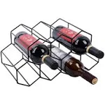 Small Wine Rack 9 Bottle Holder - No Need Assembly Modern Metal Wire Black Wi...