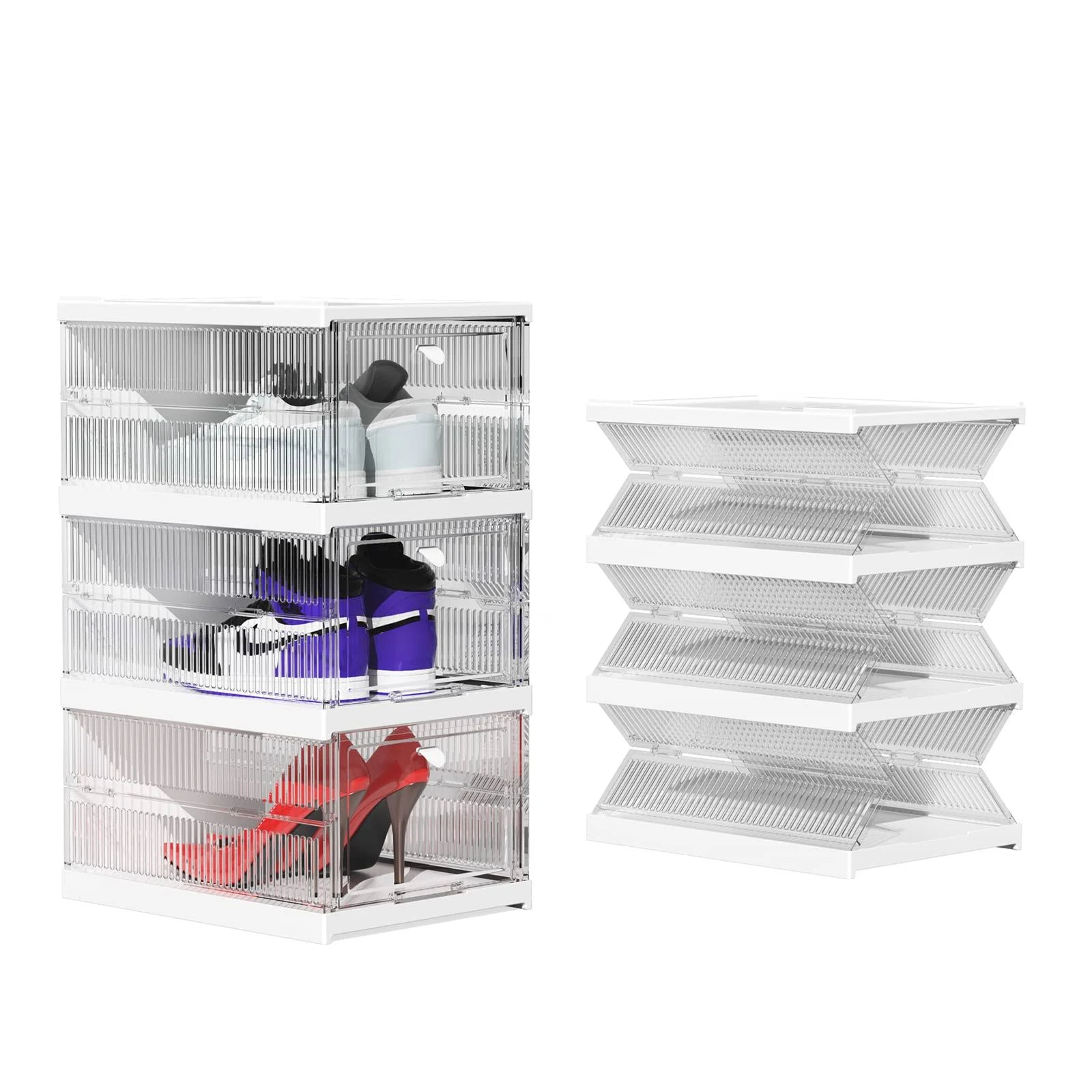 3 Tier Foldable Shoe Box with Doors