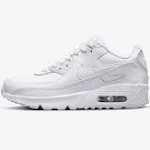 Nike Youth Air Max 90 LTR Triple White Sneakers 5y/6.5WMN CD6864-100