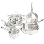 Kenmore Elite Devon 10-Piece Stainless Steel Cookware Set, Silver