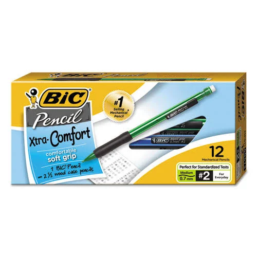 BIC Xtra Comfort Mechanical Pencils, Medium Point (0.7mm), Soft Grip For Comfort and Added Control, 12-Count Pack