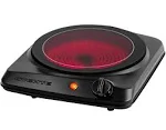 OVENTE Countertop Infrared Single Burner, 1000W Electric Hot Plate with 7” Ceramic Glass Cooktop, 5 Level Temperature Setting & Easy to Clean Base, Compact Stove for Home Dorm Office, Black BGI101B