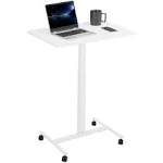 USED VIVO White 28&#034; Pneumatic Mobile Workstation Cart, Sit-Stand Laptop Desk