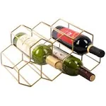 Urban Deco Small Gold Wine Rack 9 Bottle Holder No Need Assembly Modern Metal Wire Wine Storage for Countertop Table T