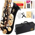 Eb Alto Saxophon w/11reeds 8 Pads Strap Case Care Kit - Black w/Gold Keys