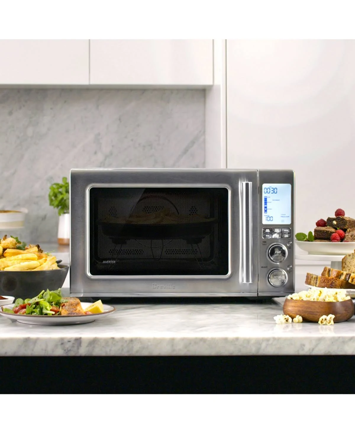 Breville Combi Wave 3-in-1 Microwave, Air Fryer, and Toaster Oven, Brushed Stainless Steel, BMO870BSS1BUC1