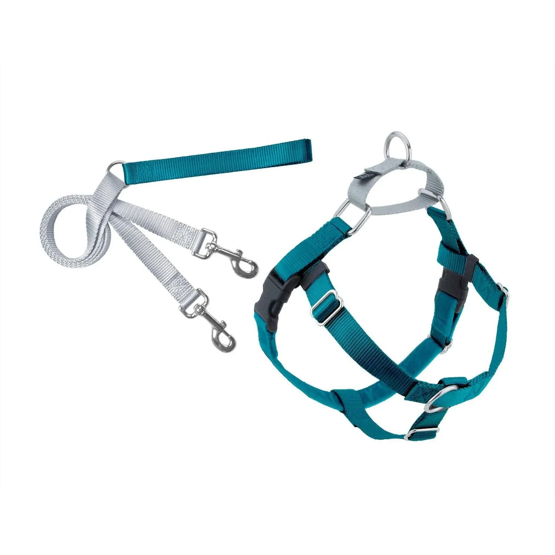 2 Hounds Design Freedom No Pull Dog Harness Leash Teal 5/8 in Medium