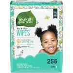 Seventh Generation Free & Clear Baby Wipes Refill Unscented White 256/Pack