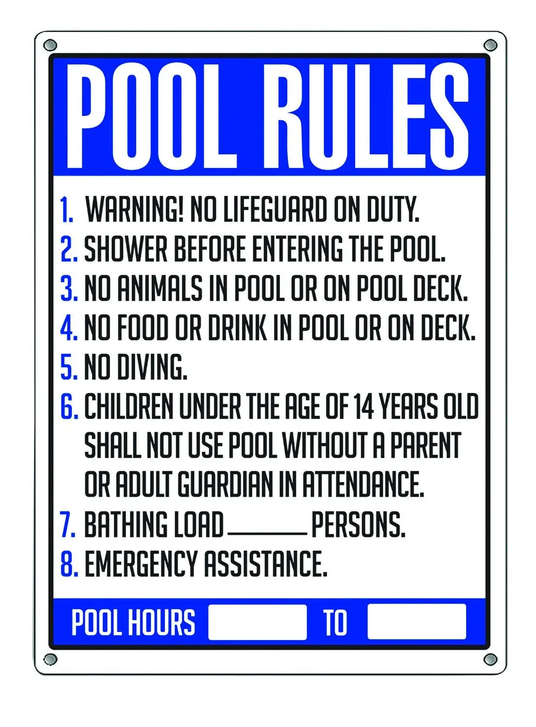 Poolmaster 40326 General Commercial Pool Rules Sign for Residential or Pools