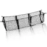 Zone Tech Three Pocket Mesh Trunk Cargo Net Storage Organizer– Premium Quality Black Heavy Duty Black Mesh 3 Pocket Trunk Cargo Organizer for Car, Van, SUV Pickup Truck Bed