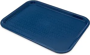 Carlisle FoodService Products Cafe Fast Food Cafeteria Tray with Patterned Surface for Cafeterias, Fast Food, And Dining Room, Plastic, 16.31 X 12.06 X 0.7 Inches, Blue, (Pack of 24)