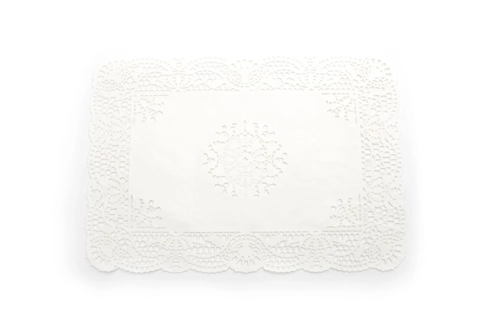 Fox Run Rectangular Paper Lace Doilies, Pack of 12, White