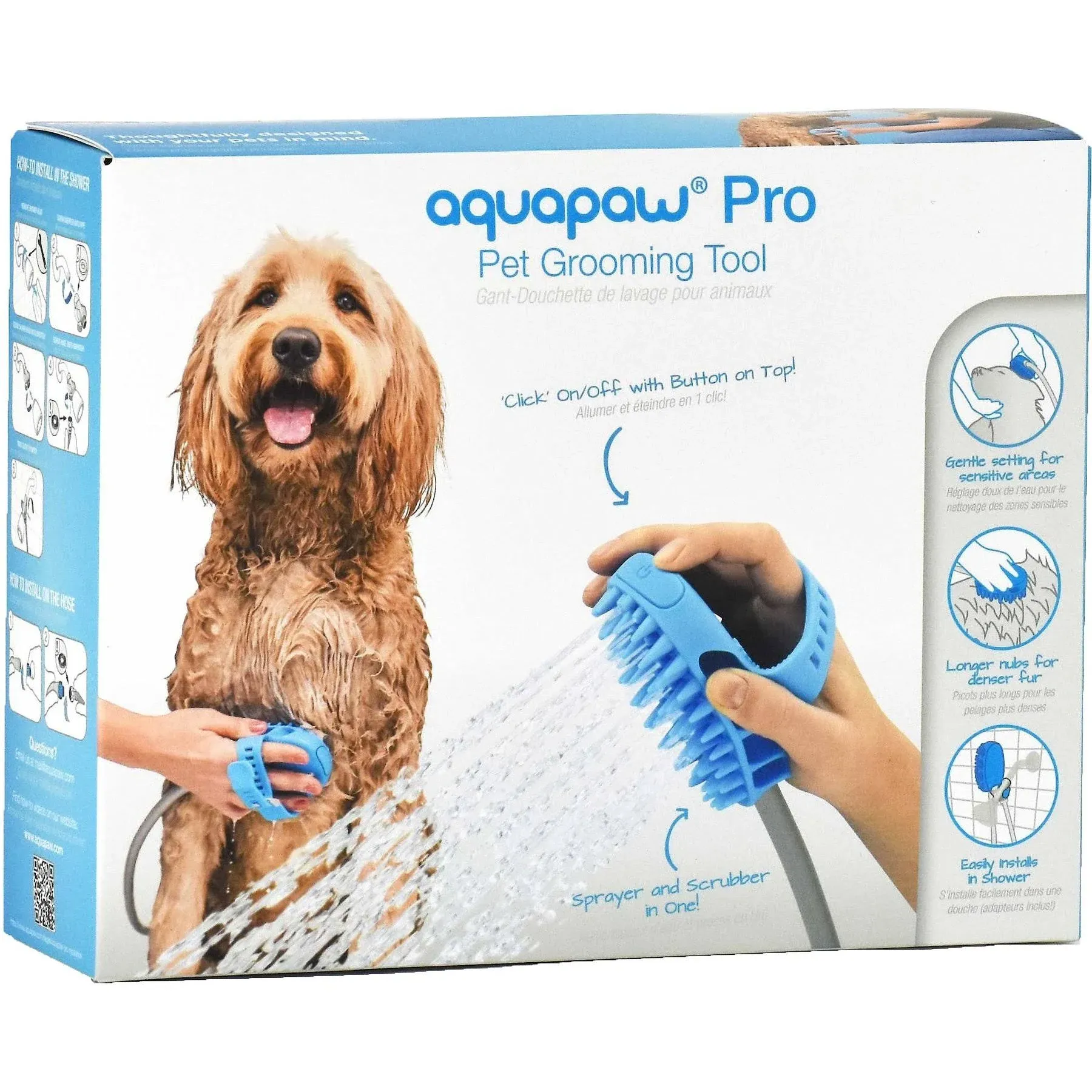 Aquapaw Dog Bath Brush Pro - Sprayer and Scrubber