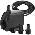 KEDSUM 880GPH Submersible Water Pump(3500L/H, 100W), Ultra Quiet Water Pump with 11.3ft High Lift, Fountain Pump with 5.9 ft Power Cord, 3 Nozzles for Fish Tank, Pond, Aquarium, Hydroponics