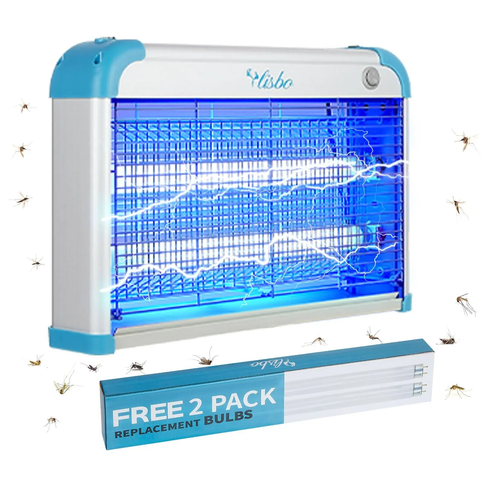 Electric Bug Zapper, 3000 Volt Powerful Flying Insect Mosquito Flies Killer 20W Blue UV Light Attract, Plug-in Pest Control Machine for Moth,Fruit Fly,Fungus Gnat,Garage Catcher/Eliminator/Shocker