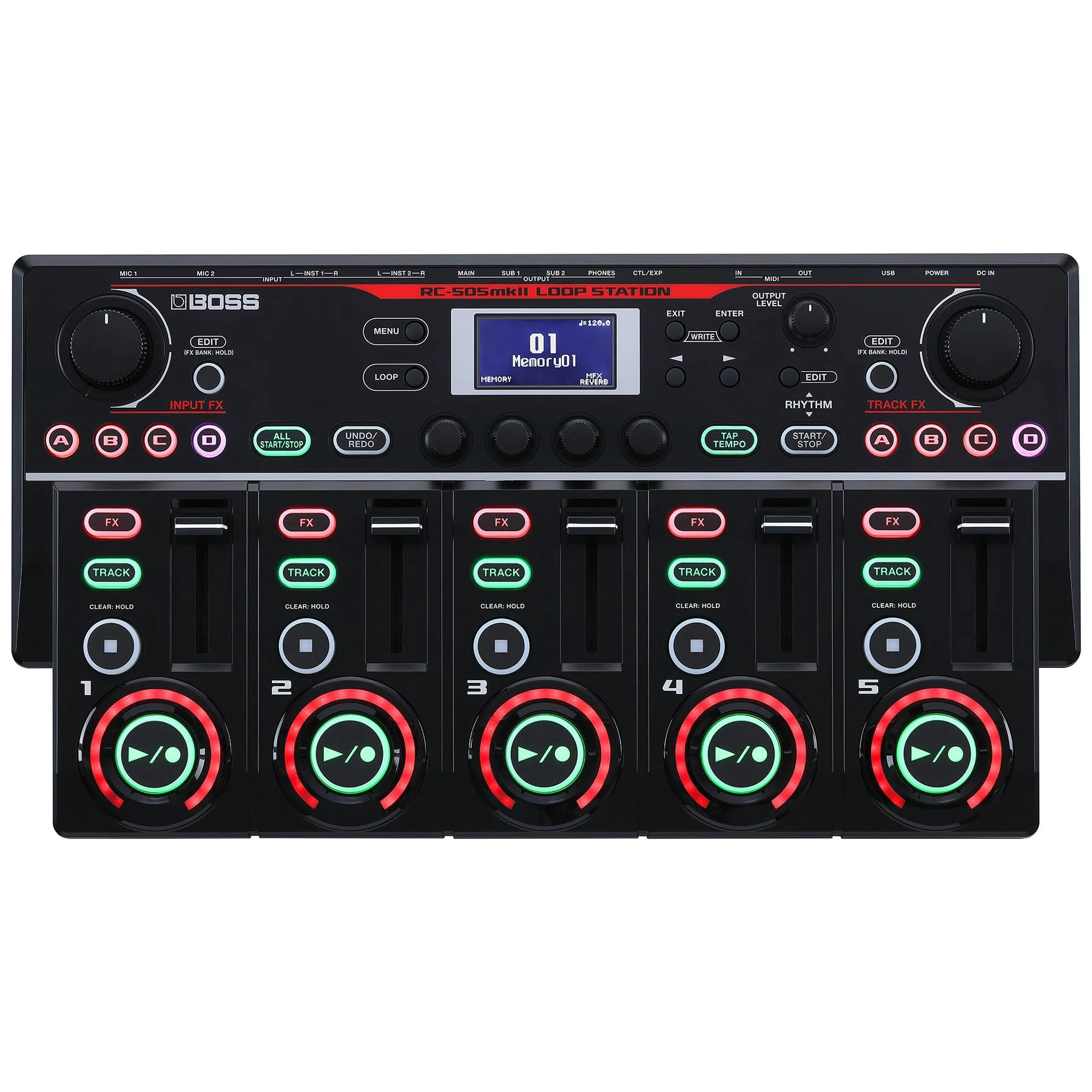 BOSS RC-505MKII Loop Station – The Industry Standard Tabletop Looper, Updated and Enhanced. Class-leading sound quality. Five simultaneous stereo phrase tracks. Input FX and Track FX sections.