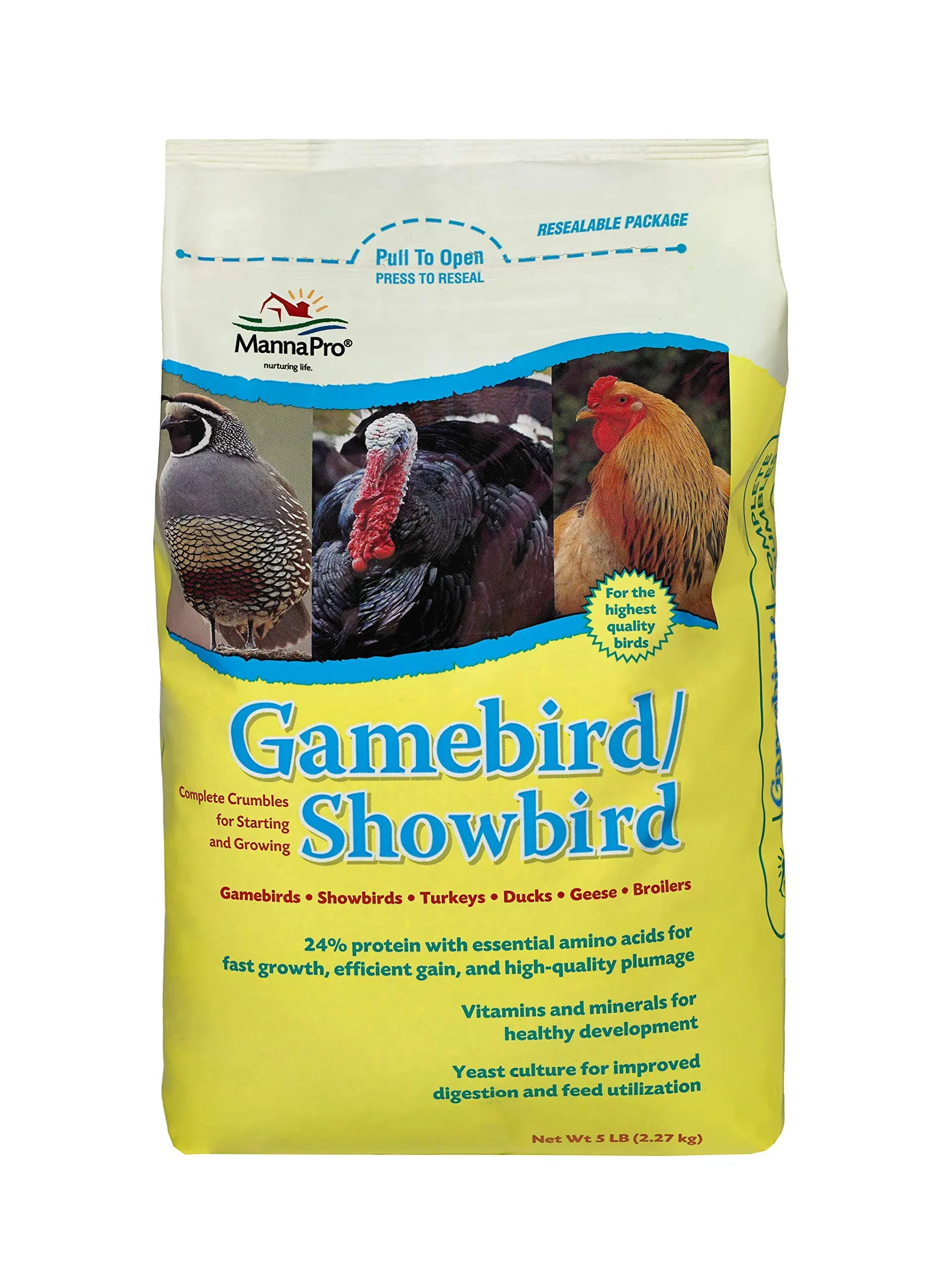 Manna Pro Gamebird Showbird Crumbles | Formulated with Vitamins & Minerals | 5 Pounds