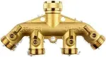 Morvat Heavy Duty Brass Garden Hose Connector Tap Splitter (4-Way)