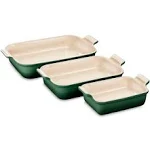 Le Creuset Set of (3) Heritage Rectangular Baking Dishes,White