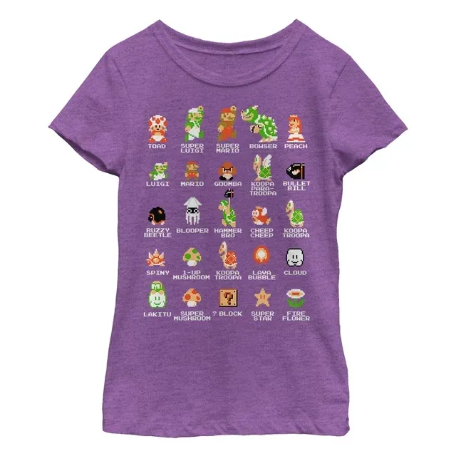 Girl's Nintendo Super Mario Bros Character Guide T-Shirt