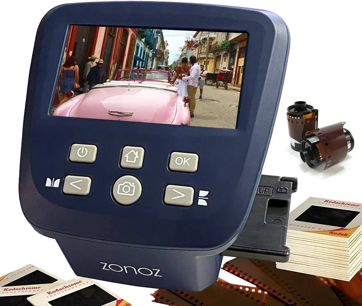 Zonoz FS-Five Digital Film & Slide Scanner - Converts 35mm, 126, 110, Super 8 & 8mm Film Negatives & Slides to Jpeg - Includes Large Bright 5-Inch