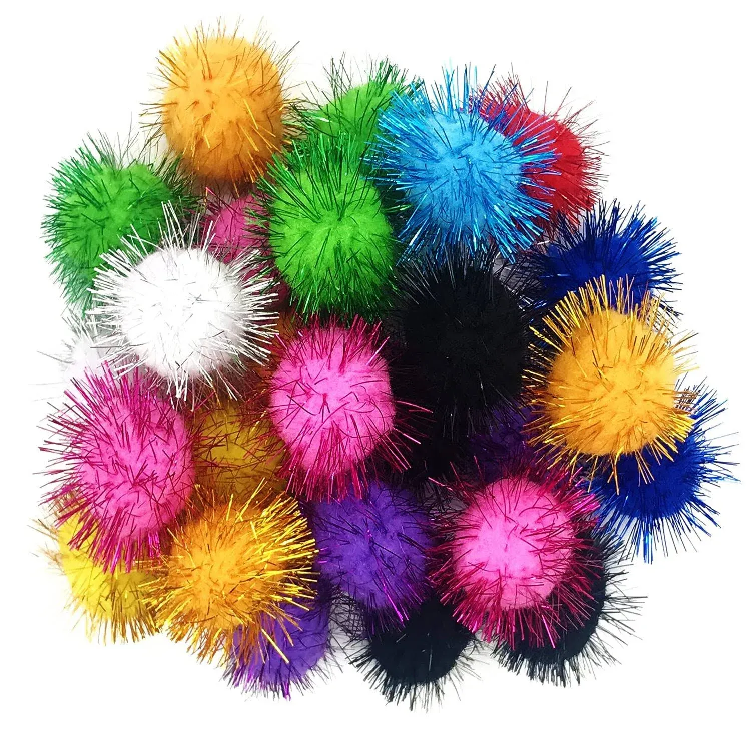 MYYZMY 60 Pcs Cat Balls Toys, 1.8 inch Sparkle Balls, Tinsel Glitter Pom Pom ...