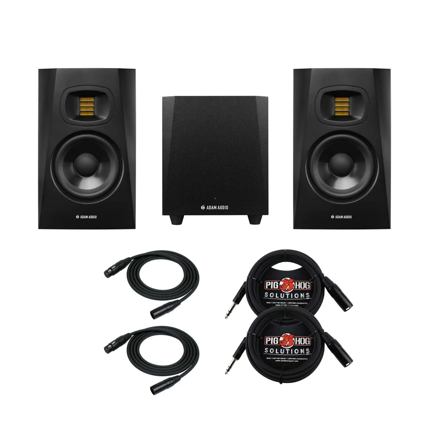 Adam Audio T7V Monitor (Pair) with Adam Audio T10s Subwoofer and Cable Bundle